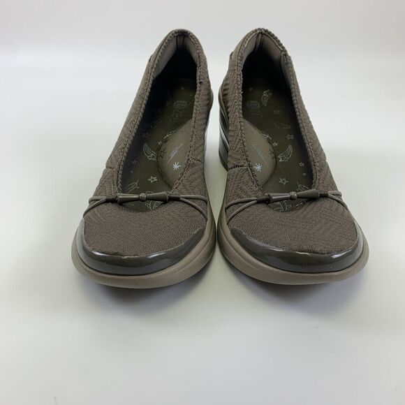 Bzees Electric Wedge Slip On Knit Stretch Breathable Taupe Round Comfort Women 7 - Picture 3 of 11